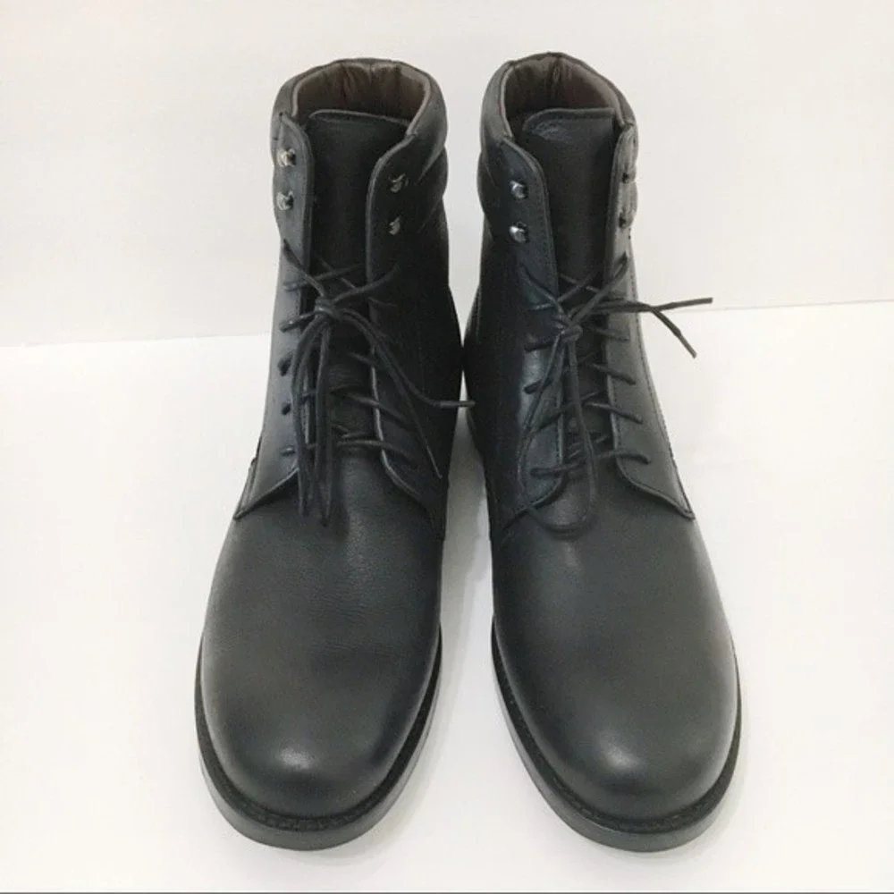 NEW Bacco Bucci‎ Mezlan Cesc Lace Up Men's Black Leather Boots Shoes Size 10